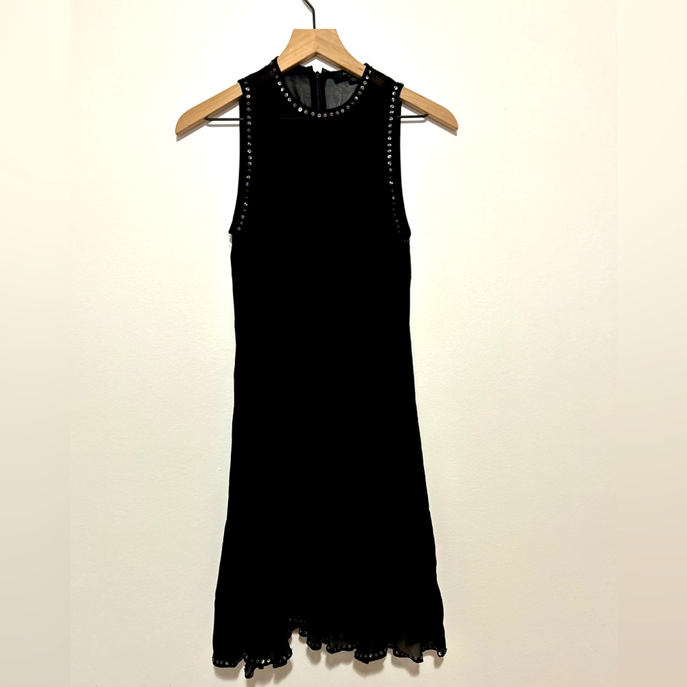 Allsaints Size 2 mini black dress with beading details